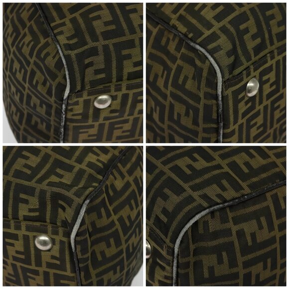 FENDI Zucca Canvas Boston Bag Brown Black Auth BA4042 - Picture 14 of 15
